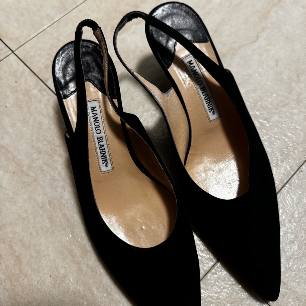 Manolo Blahnik Black Slingback Heels